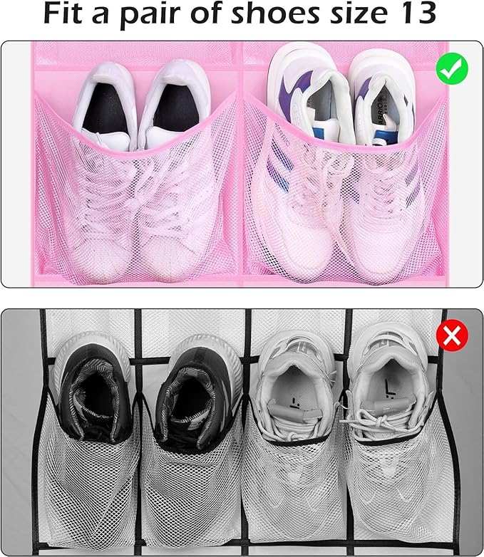 KIMBORA 12 Large Mesh Pockets Over the Door Shoe Organizer for Closet Hanging Shoe Rack for Door Sneaker Hanger Boot Storage 