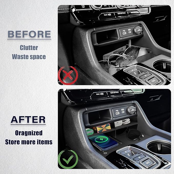 Center Console Organizer Compatible with 2023 2024 2025 2026 Honda Pilot/ 2026 Honda Passport Secondary Storage Box ABS Material Insert Divider Interior Accessories