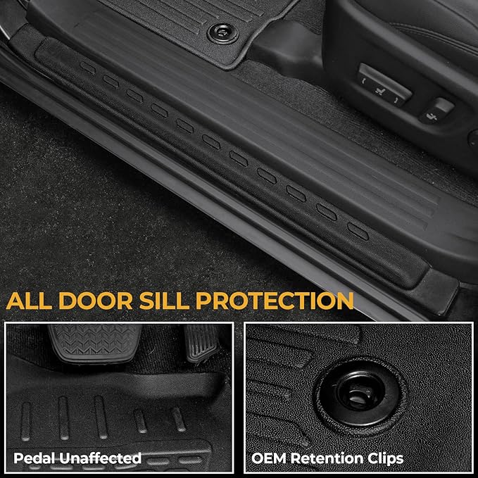 Floor Mats for Toyota 4Runner 2013-2024, All Weather Floor Mats Trunk Cargo Liner with Backrest Protectors Accessories and Door Sill Guards Accessories, Full Coverage Set (Only Fit 5 Seats)