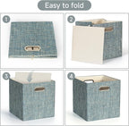 Posprica Storage Basket Bins,13×13×13 Foldable Storage Boxes Fabric Drawer Cubes for Closet Shelf Cabinet Bookcase - Set of 4
