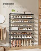 SONGMICS Shoe Rack, 4-Tier Shoe Storage Organizer, Space-Saving, 11.7 x 36.1 x 27.7 Inches, Entryway, Metal Frame, Non-Woven 