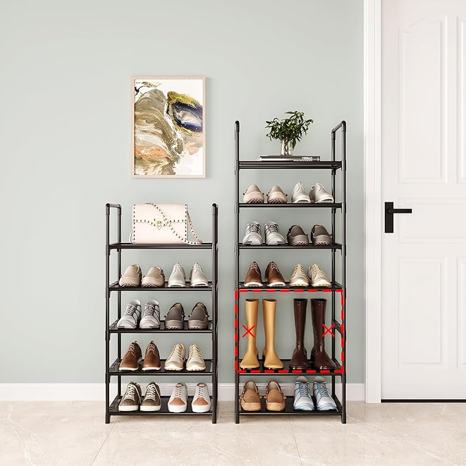 10-Tier Tall Shoe Rack, Adjustable 20-25 Pairs Shoe Shelf Storage Organizer for Entryway Hallway Closet Bathroom Living Room 