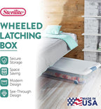 Sterilite 8-Pack Latching Box, Under Bed Storage Bins with Lids, Clear Plastic, 56 Quart - Heavy-Duty Organizing Containers f