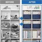 Temary Fabric Storage Cubes 11x11 Cube Storage Bins 4Pack Blue Basket for Organizing Home, Closet, Empty Gift Baskets with Ha