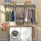 Laundry Room Shelves Wall Mounted with Wire Baskets, Over the Washer and Dryer Shelf with Clothes Drying Rack, Wire Shelves B