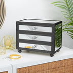 Gifturbo 3-Tier Mirror Black Jewelry Box,Jewelry Organizer Glass with 3 Drawers for Big and Small Jewelry, Jewelry Storage, M