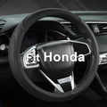 West Llama Customized Auto Car Steering Wheel Cover for Honda Civic, CR-Z, Insight, S2000,14-14.25inch(Black-Small Size)