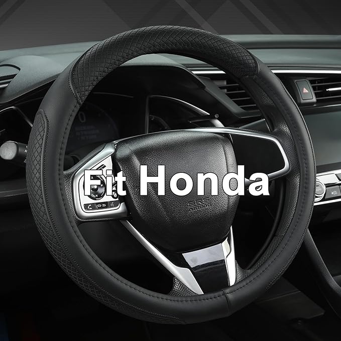 West Llama Customized Auto Car Steering Wheel Cover for Honda Accord Civic CR-V HR-V Pilot Fit Passport Odyssey 14.5-15inch(B