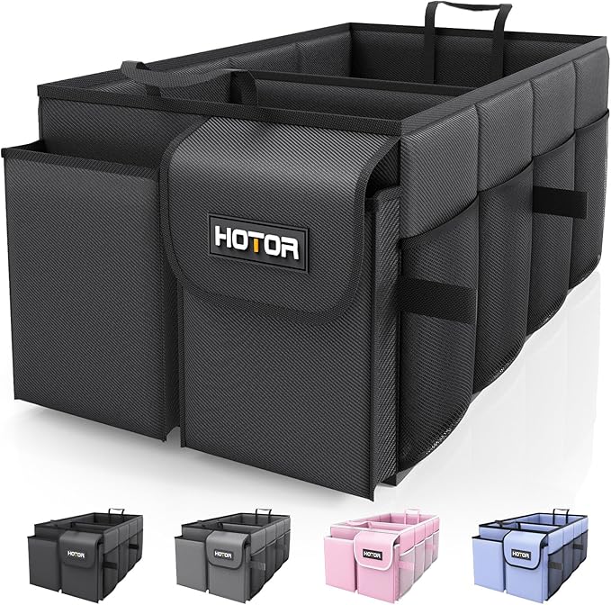 HOTOR Trunk Organizer - Car Organizer, Foldable Trunk organizer for SUVs & Sedans, Sturdy Car Organization for Car Accessories