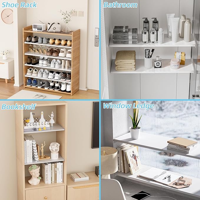 Expandable Closet Organizer Shelves, 3 Pack Adjustable Metal Storage Shelves Dividers for Wardrobe Cupboard Kitchen (White,7.