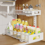 1 Pack 19IN Depth Under Sink Storage Organizer, Large 2-Tier Elegant Mesh Pull Out Shelf for Kitchen and Bathroom Cabinet Org