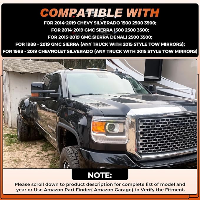 ACLONG Tow Mirror Cover Caps Glossy Black Left & Right Rearview Side Mirror Caps Fit for Chevy Silverado GMC Sierra 2014 2015 2016 2017 2018 2019-1Pair