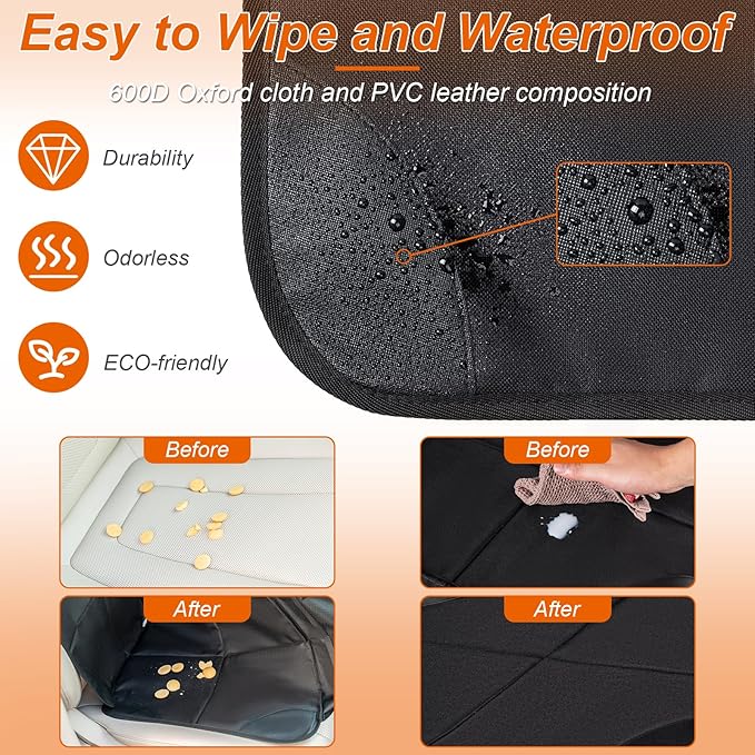 Car Seat Protector,2Pack Car Seat Cushion,with Thickest Padding and Non-Slip Backing,Waterproof 600D Fabric Car Seat Covers w