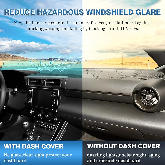FIILINES Dash Cover for Toyota GR86/Subaru BRZ 2022-2026, Dashboard Mat Cover Accessories Sunshade Nonslip Mesh Protector No 