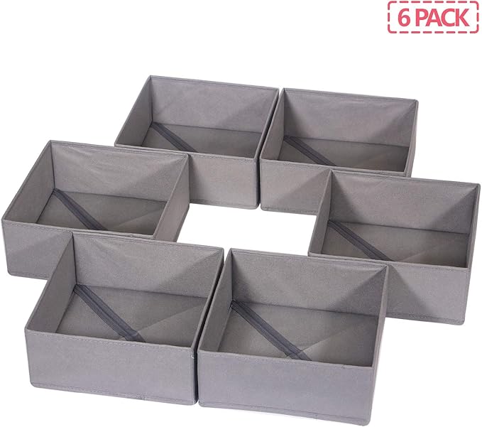 DIOMMELL 6 Pack Foldable Cloth Storage Box Closet Dresser Drawer Organizer Fabric Baskets Bins Containers Divider for Clothes