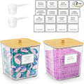 HomePekite 2 Pack Laundry Pods Container,Laundry Room Organization and Storage Containers with Wooden Lids & Labels Large Lau