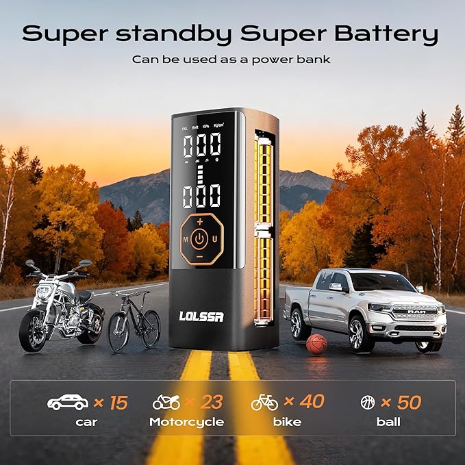 Tire Inflator Portable Air Compressor Air Pump for Car Tires Cordless Electric 180PS for Car, Motorcycle, Bike, Ball, with Tire Gauge Pressure-Black