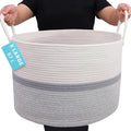 OrganiHaus Large Woven Storage Basket for Blankets and Toys 20" x 13" Inch, Rope Laundry Basket with Handles, Cushions & Pill