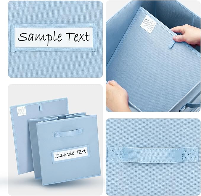 artsdi 11x11 storage cube bins (Set of 10) Foldable Fabric storage cubes with 10 Labels Window Cards & a Pen,11 inch cube sto