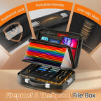 Fireproof Document Box with Lock, 5200°F Fireproof Water Resistant Hard Case File Organizer Safe Box for Important Documents,