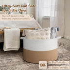 INDRESSME 115L Extra Large Jute Rope Basket, Blanket Basket Home Decor Baby Laundry Baskets for Toys Storage Bedroom, Living 