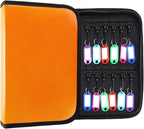 Zippered Key Case, Key Organizer, Fireproof and Waterproof Key Binder with 24 Hooks and Tags Portable Key Storage Book for Of