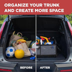 TRUNKCRATEPRO Trunk Organizer For Car, Suv, Truck | Premium Adjustable Multi Compartments Collapsible Car Trunk Organizer With Securing Straps & Non-Slip Bottom (Large Size, Grey)