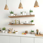 PHPH 36 Inch Wood Floating Shelves for Wall, Wooden Wall Shelves for Bedroom, Set of 4 Light Brown