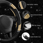 Road Comforts Leather Steering Wheel Cover - Made with PVC Leather - Anti-Slip, Universal Fit 14 1/2 inches to 15 inches - Be