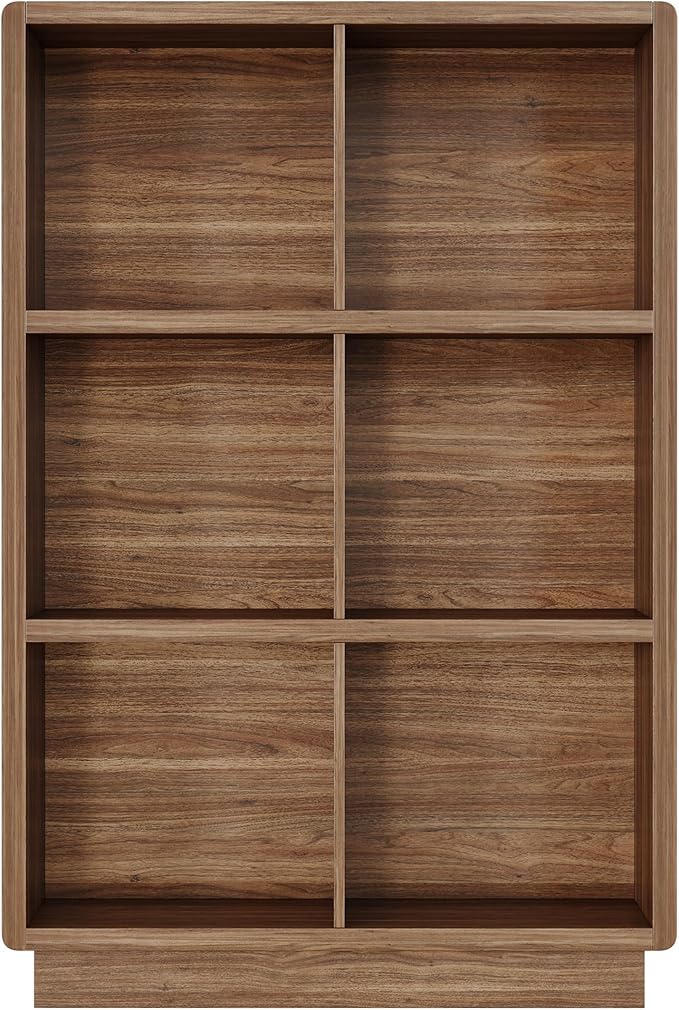 ChooChoo 3-Tier Bookshelf, 6 Cube Storage Organizer, Wooden Bookcase with Storage, Cube Storage Bookshelf for Bedroom and Hom