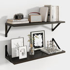 Axeman Black Floating Shelves for Wall | 24 Inch Floating Shelves Set of 2 | 24W x 8D Rustic Wood Shelves for Bathroom Kitche