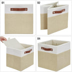 Bagnizer Collapsible Fabric Storage Cube Bins with 2 Reinforced PU Handles, Foldable Storage Organizer Baskets for Closet, Sh