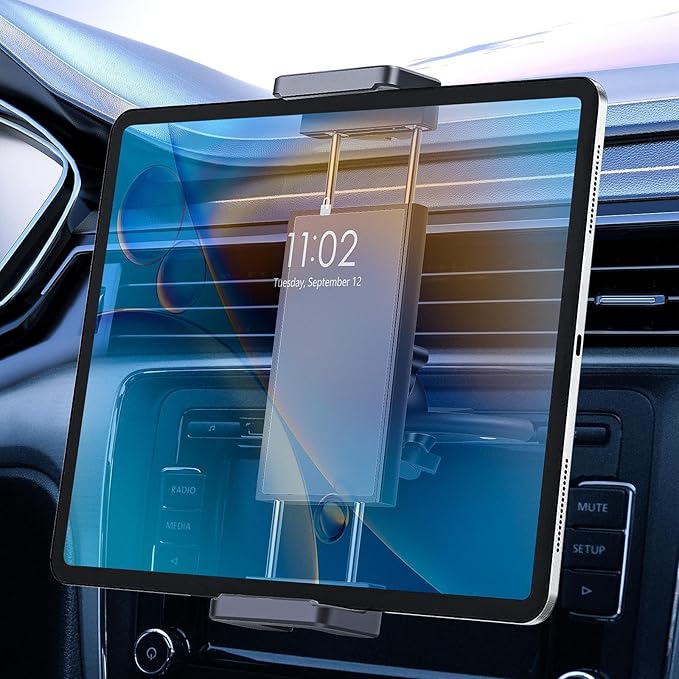 EEEKit 2 in 1 CD Slot Tablet Car Mount, Universal 360° Rotation CD Player Car Phone Holder for 4-11in Devices, Black