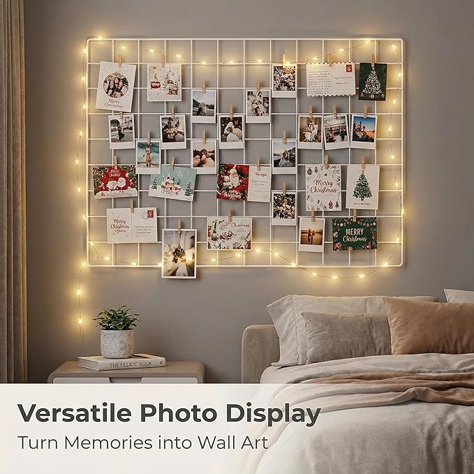 Kaforise Wire Wall Grid Panel, Multifunction Painted Photo Hanging Display and Wall Storage Organizer, Pack of 2, Size 25.6" 