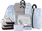 U+U 10 Set Compression Packing Cubes - Ultralight Travel Organizers with Laundry Bag and Cosmetic Bag, Space-Saving Suitcase 