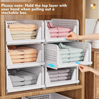 SNSLXH 5 Pack Stackable Closet Storage Basket, Multifunctional & Foldable Closet Organizer for Bathroom Kitchen Laundry Room 
