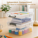 Citylife 17 QT Plastic Storage Box with Removable Tray Craft Organizers and Storage Clear Storage Container for Organizing Be