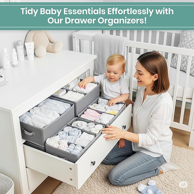 RFAQK 18 Pack Drawer Organizer Clothes-3 Sizes Dresser Organizer for Underwear Closet, Baby Clothes Organizer for Wardrobe-Fo