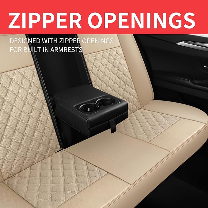 Car Seat Covers Full Set, Breathable and Waterproof Napa Leather Car Seat Cover, Interior Universal Fit for Cars, Sedans, SUV