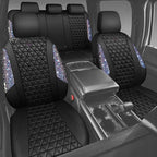 CAR PASS Bling Diamond Black Leather Car Seat Covers Full Set Interior Sets, Waterproof Shining Glitter Sparkly Crystal Armre