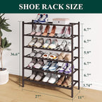 Smiry Bamboo Shoe Rack for Closet, 6 Tier Wooden Stackable Shoe Organizer, Free Standing Shoes Storage Shelf for Entryway, Fr