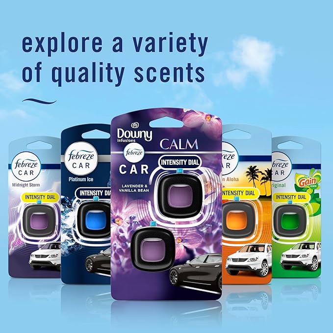 Febreze Car Vent Clip, Downy Calm Scent, 0.13 oz Total, (Pack of 4)