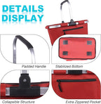 Picnic Basket, SIYUAN Shopping Basket with Handle 22L Collapsible Grocery Basket Portable Folding Bag for Marketing Picnic, R