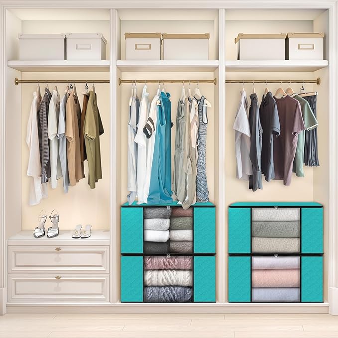 Fab totes Storage Bags,Clothes Blanket Storage Bins Foldable Closet Organizers with Reinforced Handle for Home Dorm Storage a