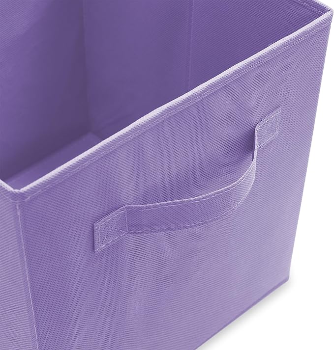 Casafield Set of 6 Collapsible Fabric Cube Storage Bins, Lavender - 11" Foldable Cloth Baskets for Shelves, Cubby Organizers 