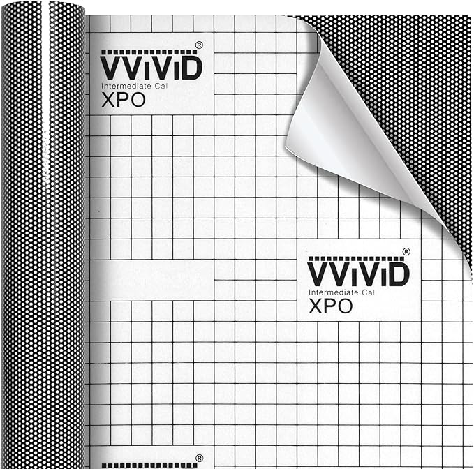 VViViD Perforated Black One Way Vinyl Window Tinting Sheets - Adhesive Tint for Windows, Cars, Homes & Offices (10ft x 4.5ft)