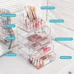 Vtopmart 3 Tier Clear Makeup Organizer with Drawer, Cosmetic Storage for Dresser Countertop and Bathroom Vanity, Beauty Holde