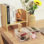 Cq acrylic Makeup Organizers with 4 Drawers,Rectangular Office Stationery Supplies Plastic Clear Storage Containers,Stackable