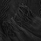 BATTILO HOME Black Throw Blanket with Fringe, Bed Throws for Home Decor, Decorative Black Knit Throw for Couch Sofa, 50"x60"