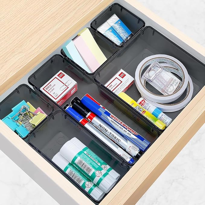StorMiracle 23 PCS Drawer Organizer Set, 5 Varied Size Bathroom and kitchen Drawer cabinet organizer Trays, Clear Storage Bin